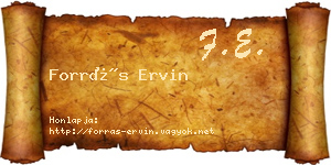 Forrás Ervin névjegykártya