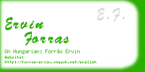 ervin forras business card